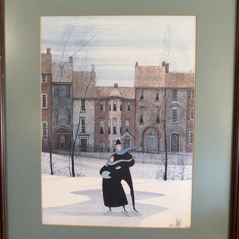 VTG P. Buckley Moss Framed Matted "Together In The Park" Print 1982 RARE